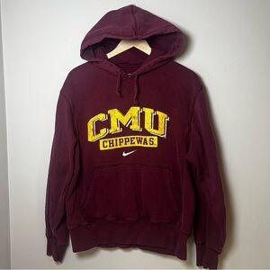 Central Michigan Chippewas NIKE Hoodie Men's M Maroon Pullover Sweatshirt NCAA
